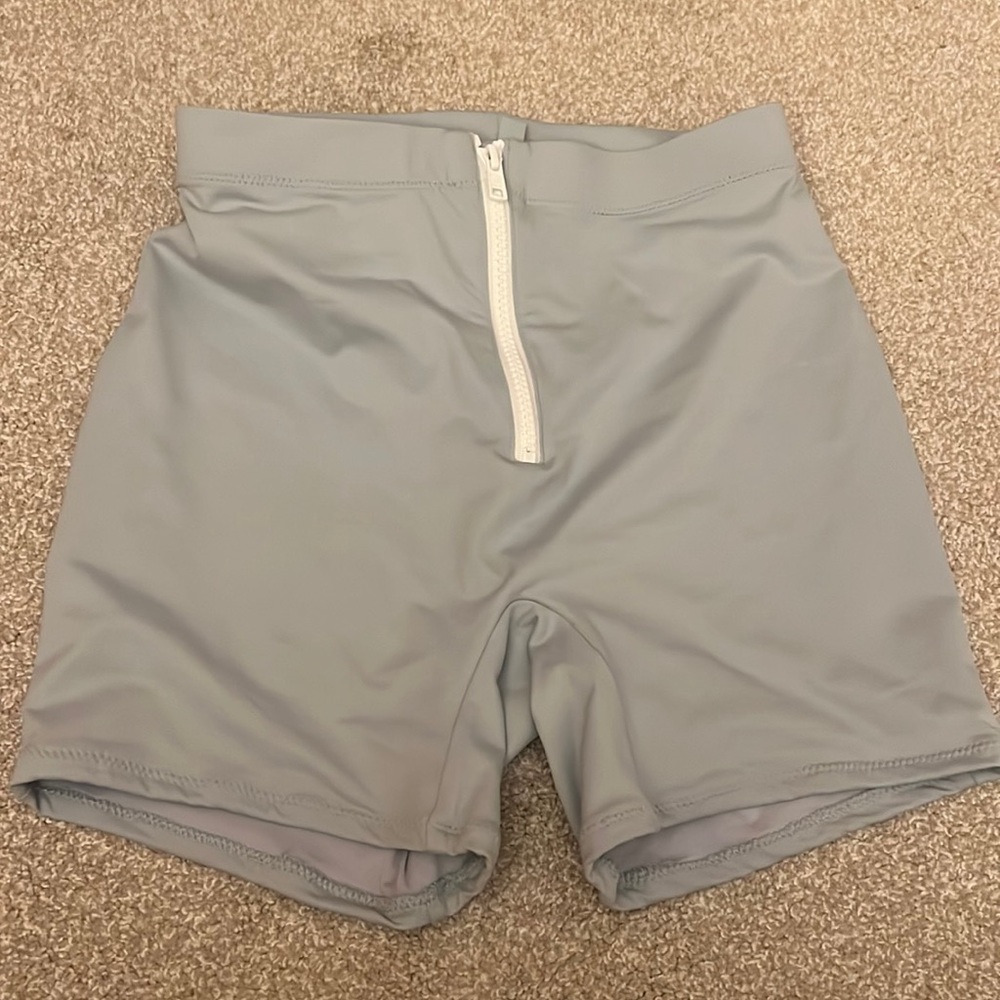 Skims XS ZIP-UP SWIM Shorts Pacific Blue NWT